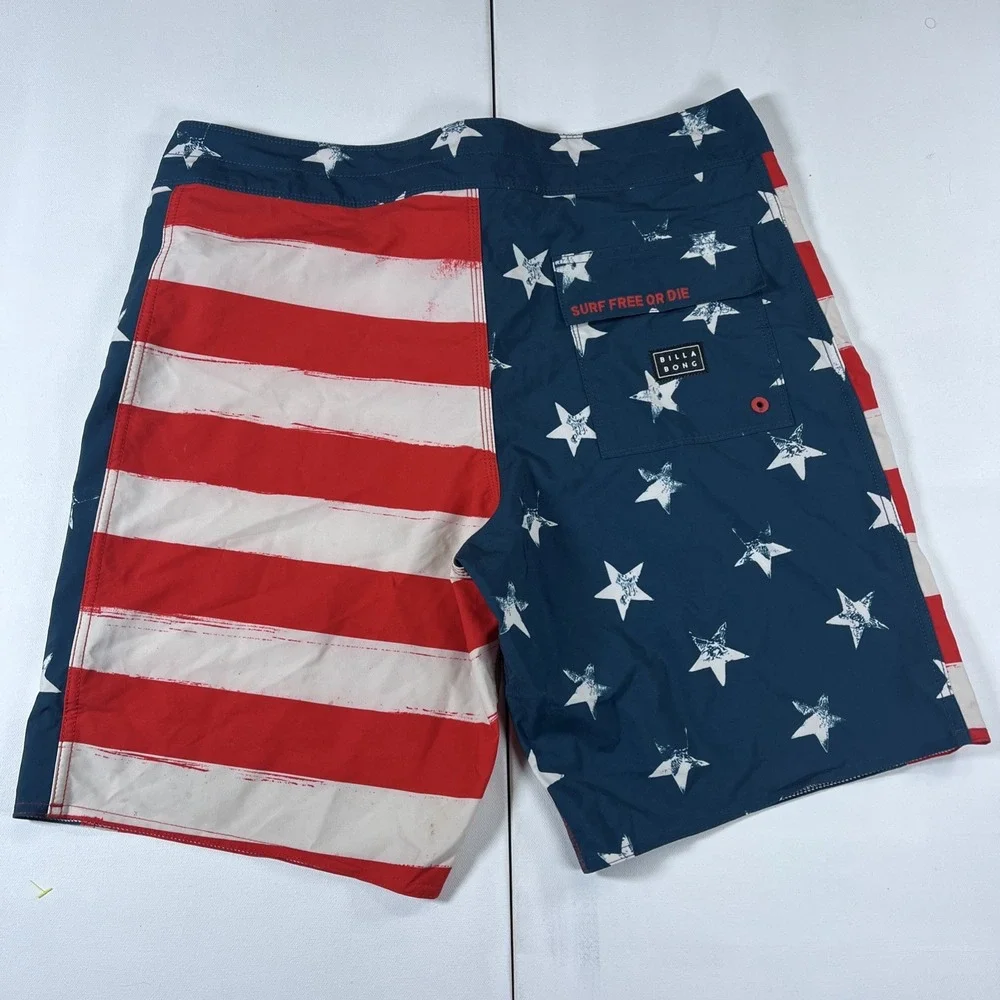Billabong Dbah Pro Board Shorts American Flag Surf Free Or Die Men's 34